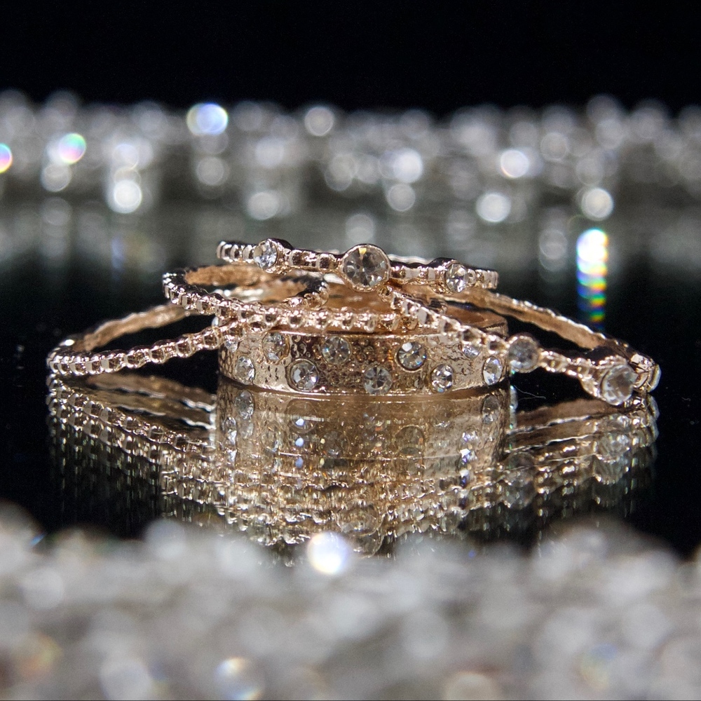 14kt Gold Dipped Swarovski Stack Rings - Picture 6 of 8